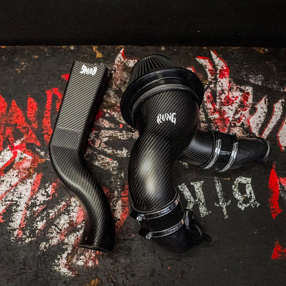 RVNG MonoFlow carbon intake kit with black filter, carbon pipe and air scoop