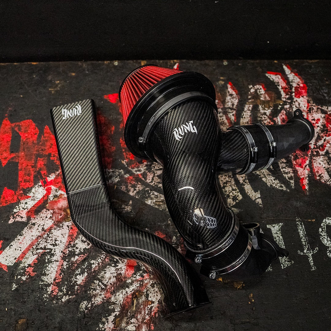 RVNG MonoFlow carbon intake kit with red 6" filter, carbon pipe and air scoop
