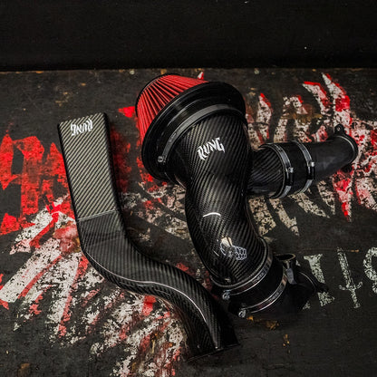 RVNG MonoFlow carbon intake kit with red 6" filter, carbon pipe and air scoop